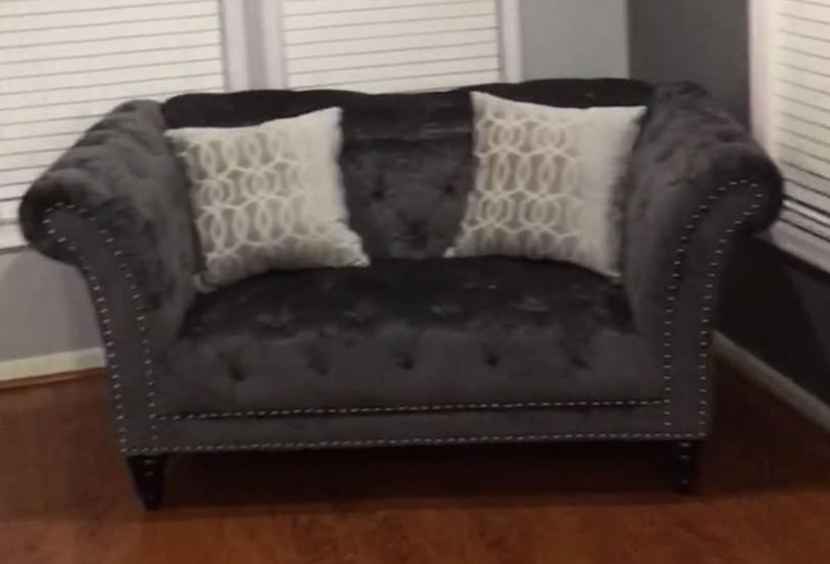 Gray Tufted Loveseat & Sofa Set