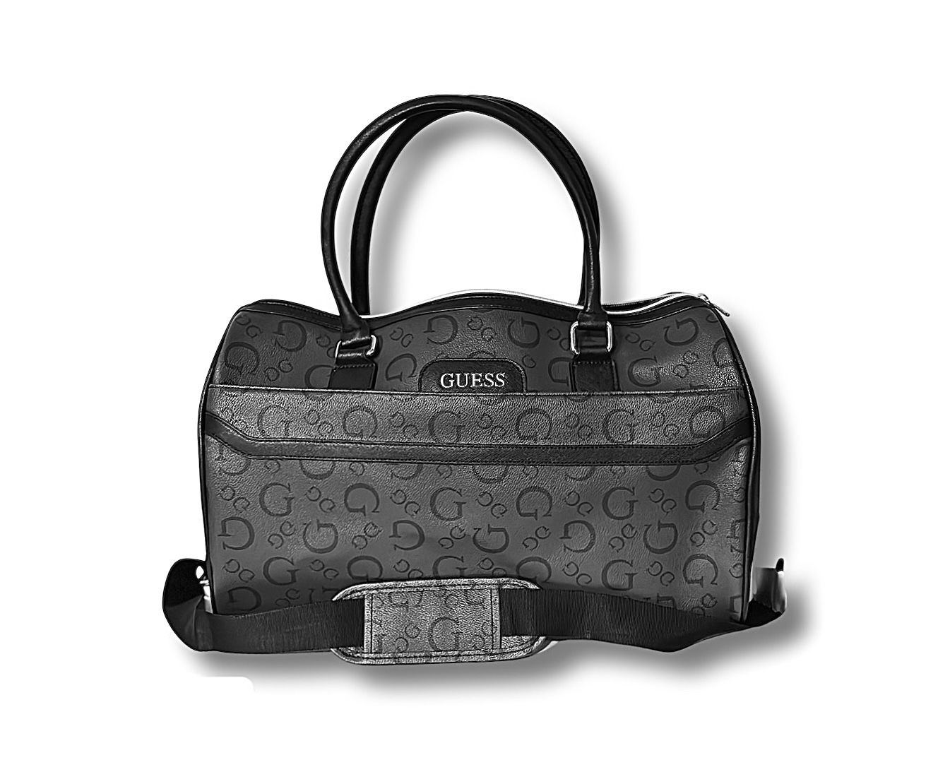 GUESS Men's Mocha Black Leather Gym Duffle Bag Set – Lightweight & Stylish Travel Companion