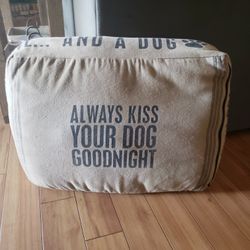 Medium Size Over Stuffed Reversible Dog Bed With Removable Burlap Cover.