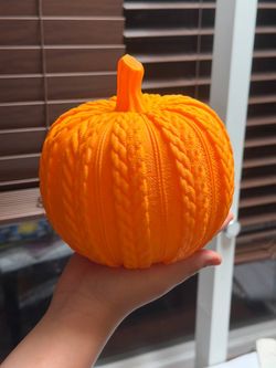 Orange Cable-Knit Pumpkin - 3D Printed Fall Decor