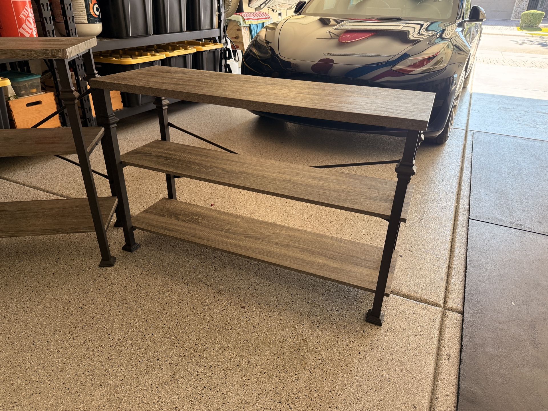 “Rustic 3-Tier Utility Shelving Unit (Metal Frame, Wood Shelves)