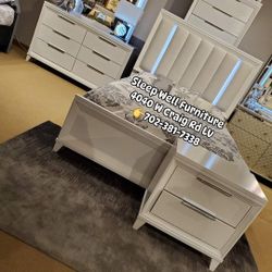 🤴King Queen Led Light Bedroom,.👉Furniture Sectional, Dining Table, Bunk Beds Avail 