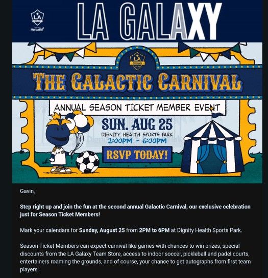 1-2 Tickets LA Galaxy "Galactic Carnival" Event (Autographs, Games, Pictures, Atlanta Note)