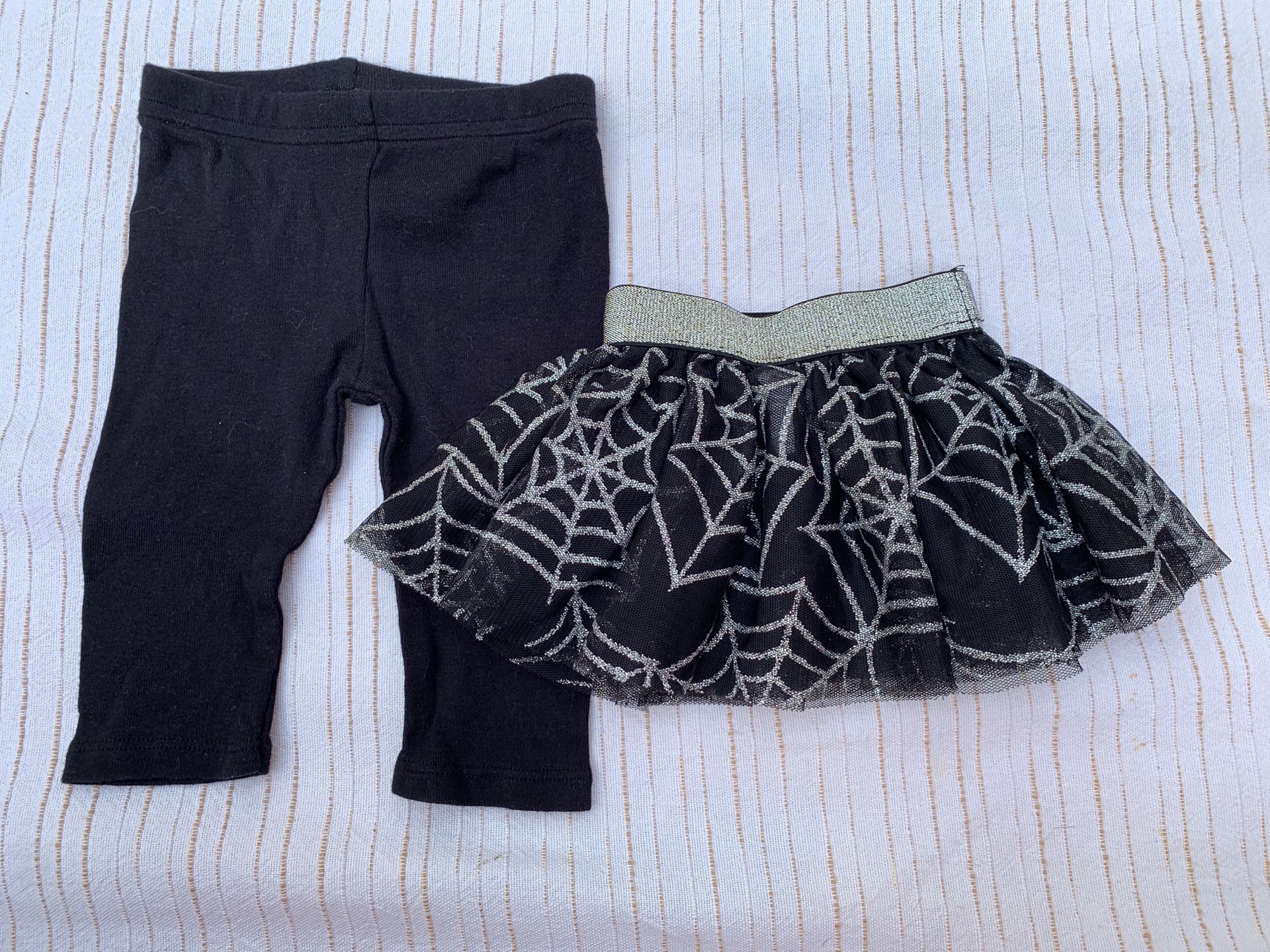 Baby girls size 0/3 months 🕷 spider 🕸 spiderweb 2 piece lot black organic cotton leggings