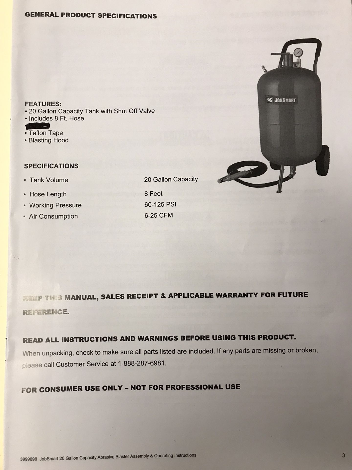 Jobsmart Sand Blaster Harbor Freight