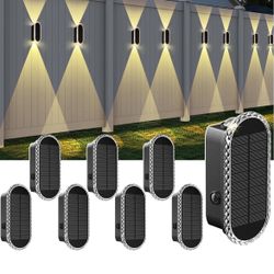 Solar Fence Lights Outdoor - 3000/4000/6000K 3 Modes,Up & Down Lighting IP65 Waterproof Fence Lights Solar Powered, Solar Wall Lights Outdoor for Back
