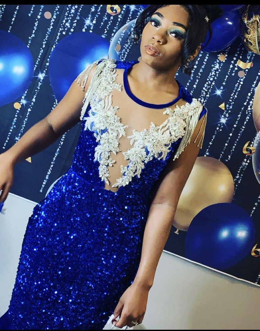Beautiful Royal Blue Prom Dress Custom Made