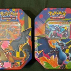 Pokemon Mega Charizard X and Mega Charizard Y Tins