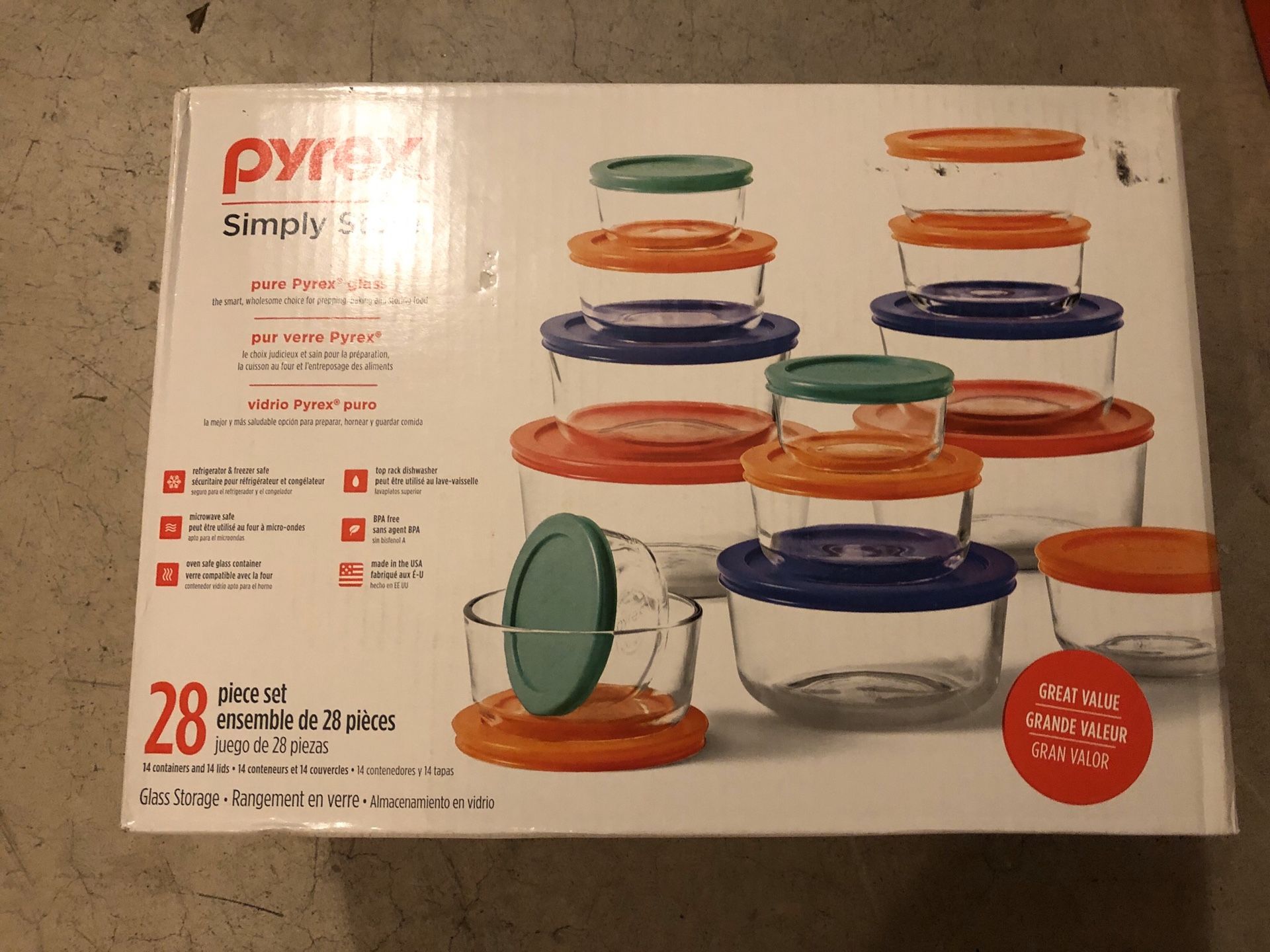 Brand New Pyrex Simply Store 28 pcs Food Storge Set