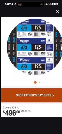 Romex SIMpull 6/3 NM-B Wire 125 ft