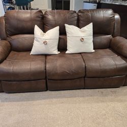 Brown couch and chair