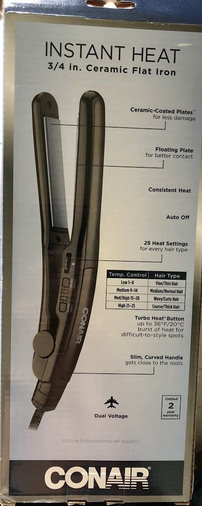 Conair Instant Heat 3/4 in. Cermaic Flat