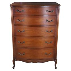 1950s Mid Century Drexel French Walnut Bordeaux 5 Drawer Chest Tallboy Dresser L35”*D20”*H50”(address in description)