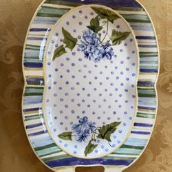 Waverly Blossom Hill China Platter Floral Stripe