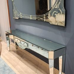 Antique Mirror And Stand Set 