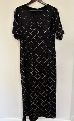 St John Evening Dress Black & Gold Size 10
