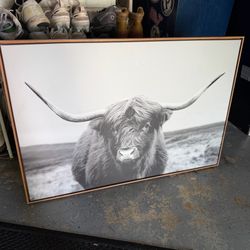 Framed Highland Cow Canvas Wall Art