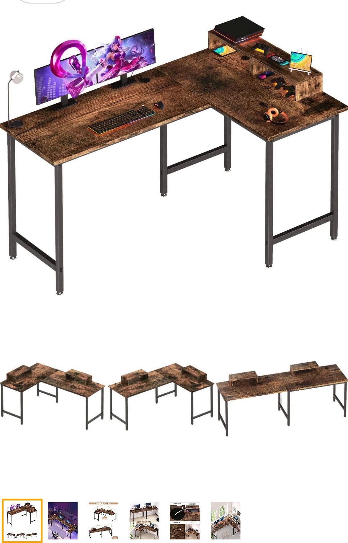 MINOSYS L Shaped Computer Desk - 58" Gaming Desk