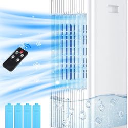 Evaporative Air Cooler, 7H Timer & Remote, 4 Ice Pack, 70° Oscillation, Ductless Air Conditioner Portable for Room Indoor Office