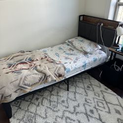 Twin Bed With Bed Frame And Mattress 