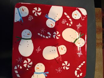 Peppermint Lane Snowman Plate Used Like New 