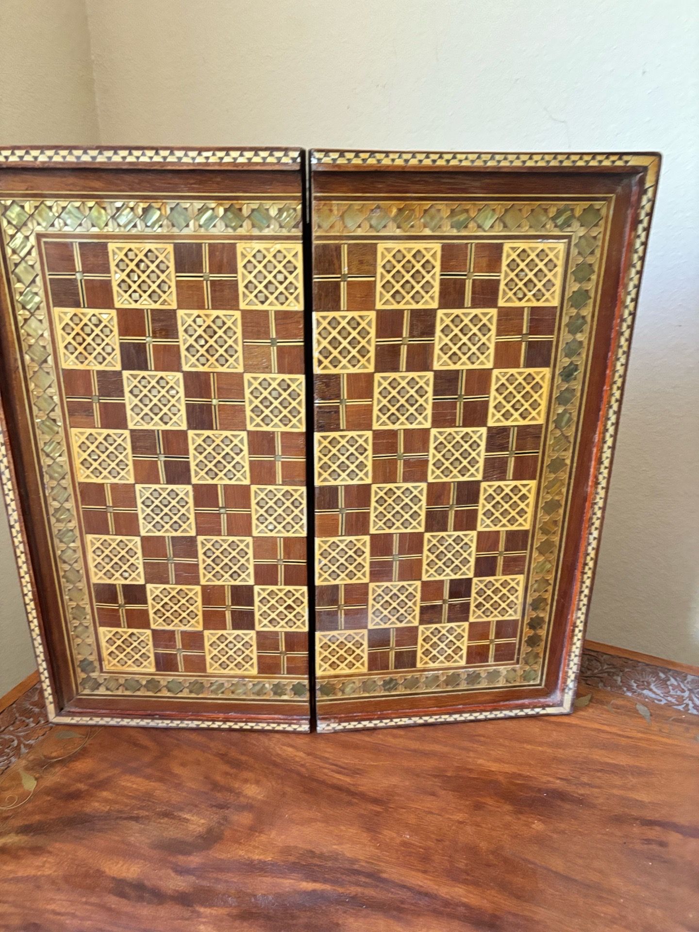 Hand crafted backgammon/ chess game-moving sale