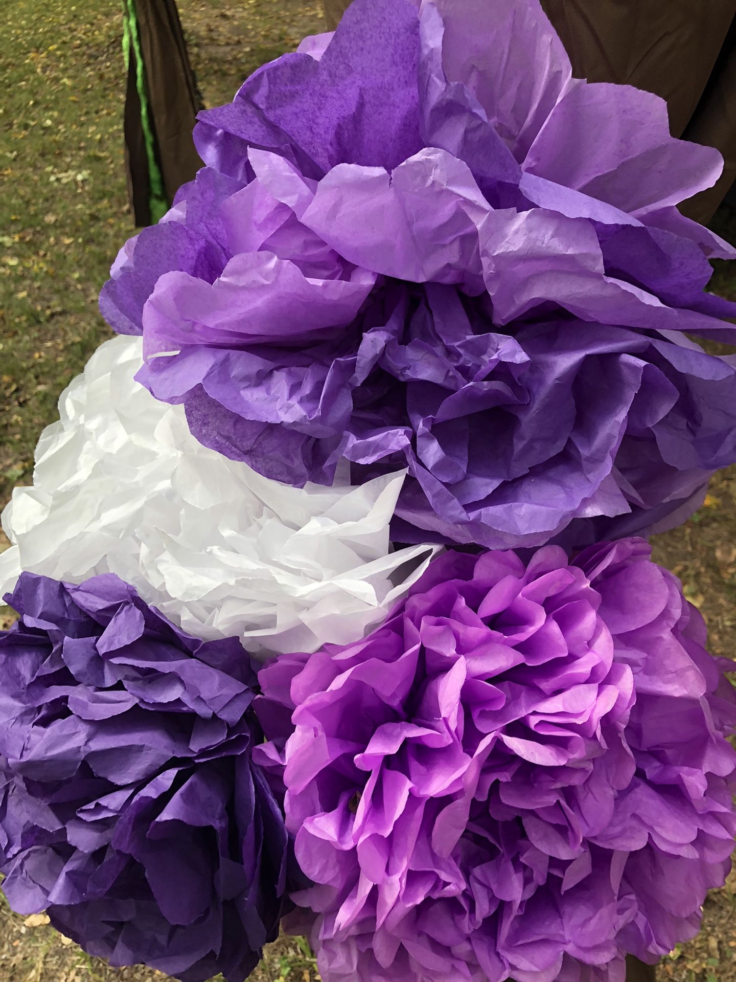 Wedding Decor: White And Purple Tissue Paper Flowers