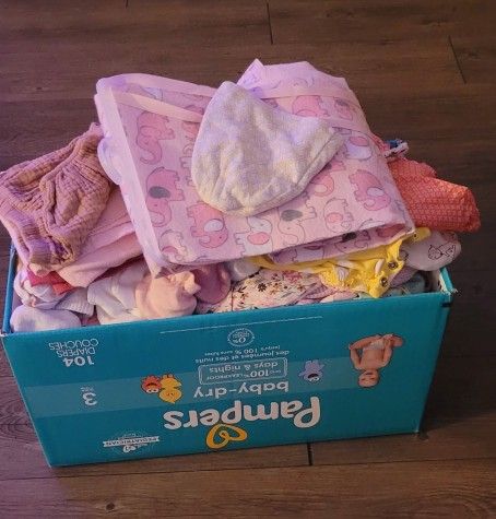 Box Full Of Baby Girl Clothes 