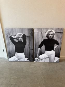 Marilyn Monroe Canvas Wall Art – Set of 3 – Black & White – Gallery Wrapped