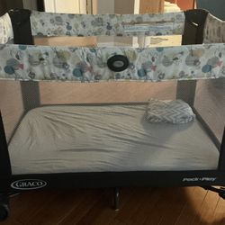 Graco Pack N Play Portable Playard In Carnival w/ Memory Foam Mattress