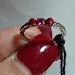 Pandora Disney Authentic Brand New Sterling Silver Princess Snow White Red Crystal Bow Ring Size 6 -7-8 Available 