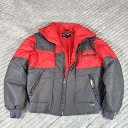 White Stag Ski Puffer Jacket Size Large Full zip Vintage w/ Hidden hoodie 