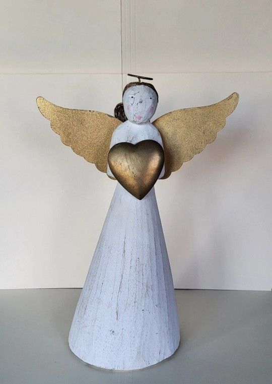 Pier 1 Wooden Christmas Angel 12 inch Tall