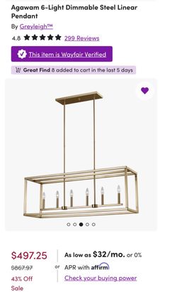 Greyleigh Agawam 6-Light Linear Pendant
