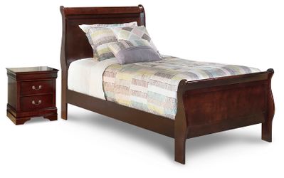 Alisdair Reddish Brown Twin Sleigh Bed and Nightstand (Online Special Price)