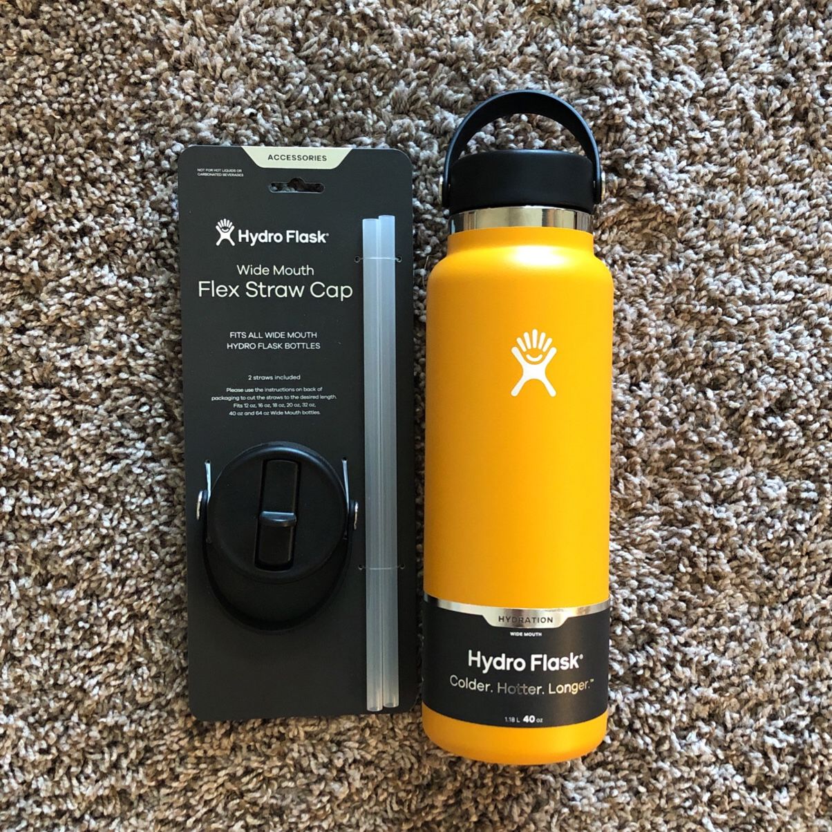 40oz Hydro Flask Wide Mouth + Free Flex Straw Cap for Sale in Del