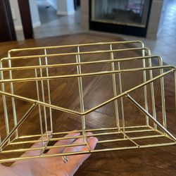 Gold Metal File or Mail Holder with Envelope Accent