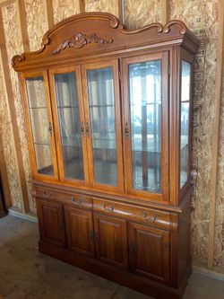 Solid Wood China Cabinet with Glass Doors