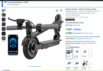 New HopCycle Electric Scooter – 500W Motor, 1000W Peak, App Control