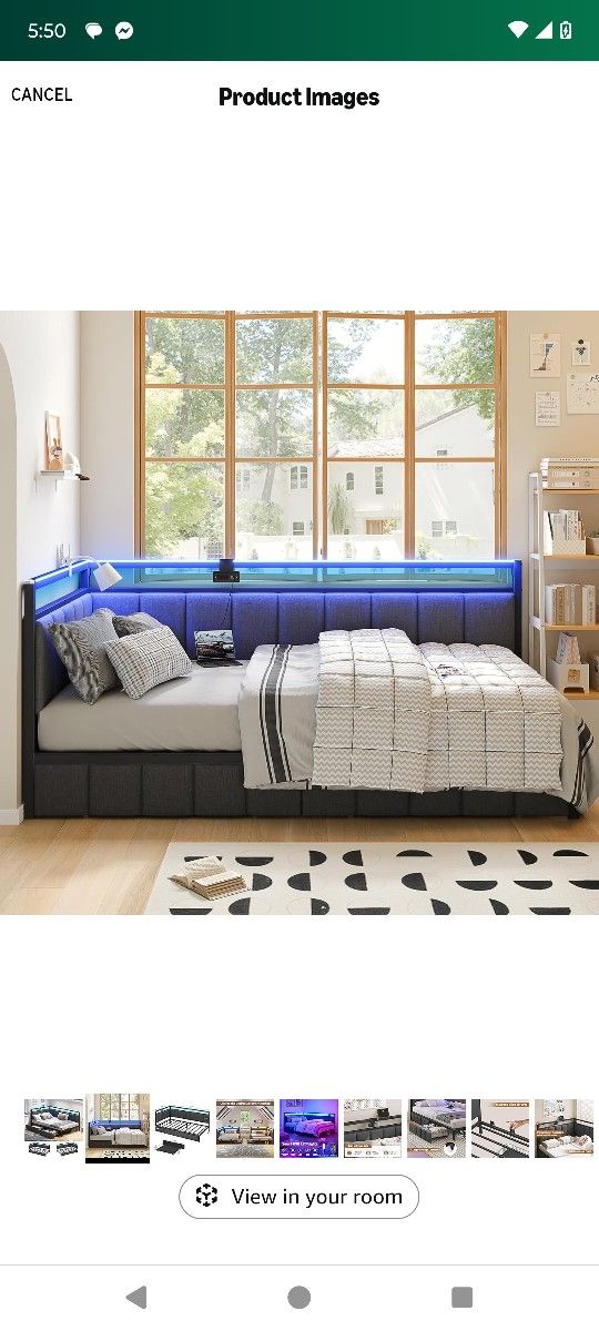 Brand New In Box Modern Twin Size Platform Bed With LED Lights Charger Station And Drawers!!!