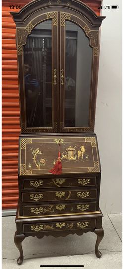 Jasper Cabinet 214 OLDE Fruitwood/Gold Secretary Desk With Light