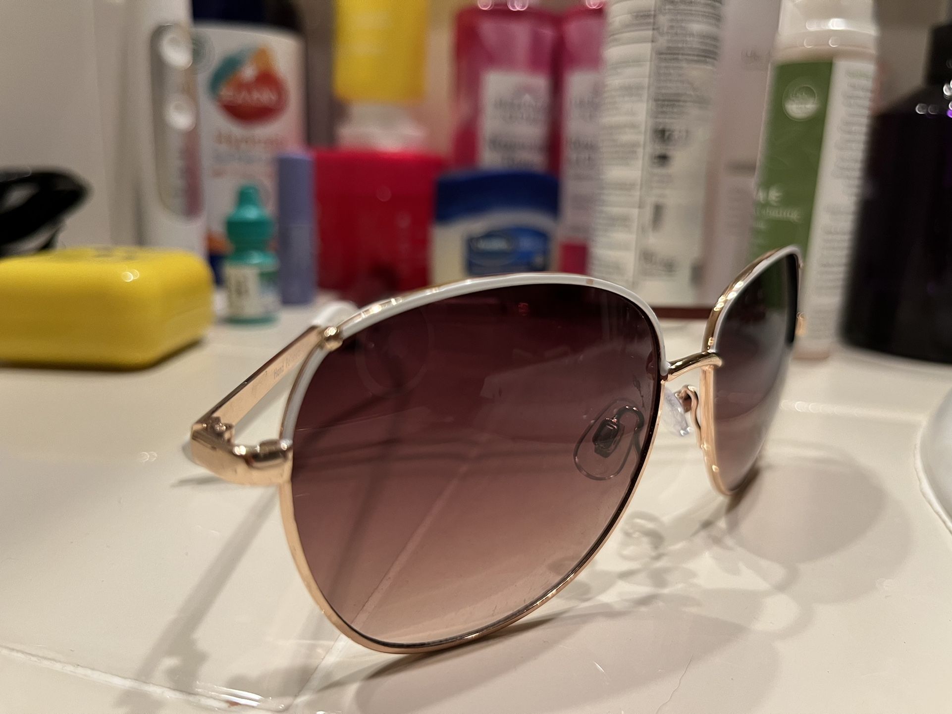 Rose Gold And White Sunglasses 