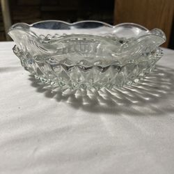 1960 Clear Diamond Point Bon Bon Nappy Circular Bowl/candy Dish