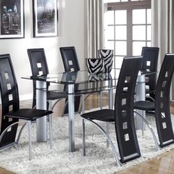 Echo Black-Gray Glass-Top Dining Set /Dining table and Chairs 