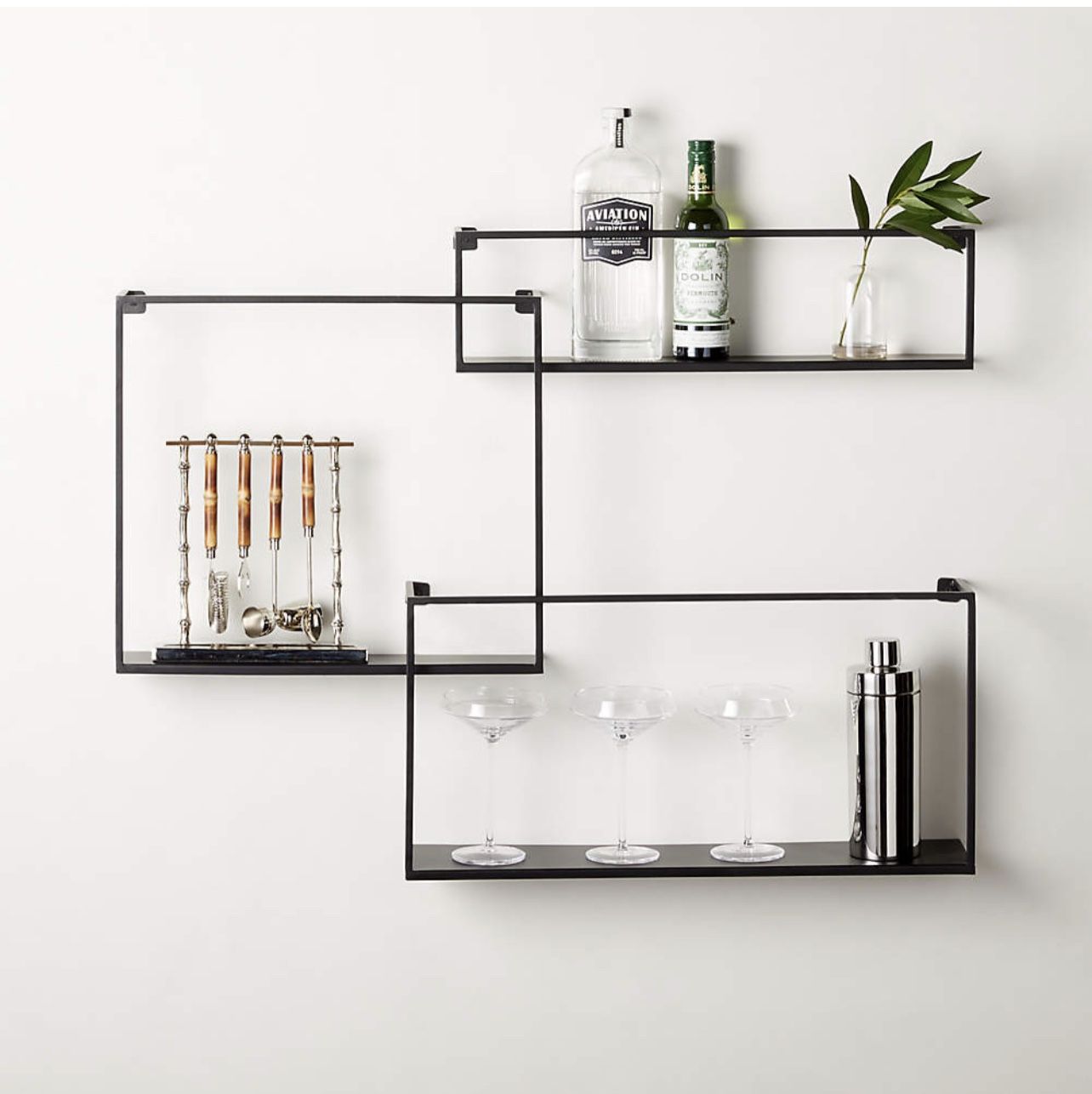 CB2 Matte Black Floating Shelves Set Of 3