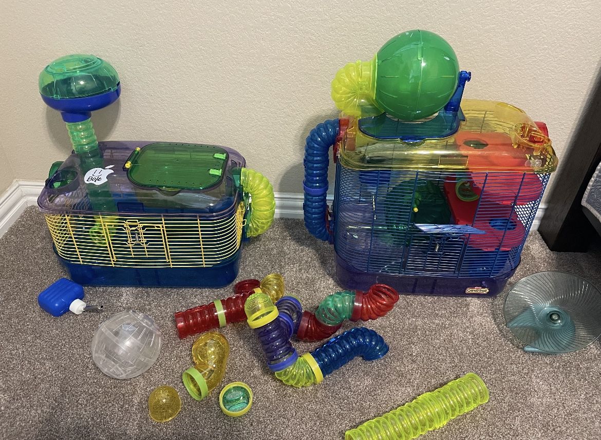 Two Hamster Cages And Tunnels