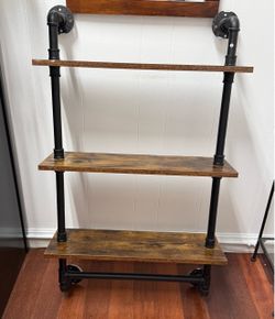 Industrial pipe  frame shelf - wall mount style