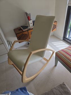 Modern Rocking Chair with Leather Upholstered Seat
