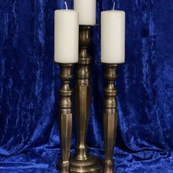 Bronze Candlestick Trio