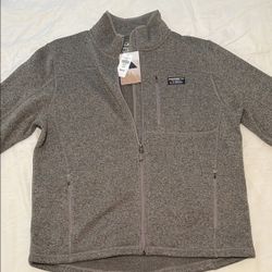NWT LL Bean men’s large “Eucalyptus” Gray Full-Zip fleece sweater